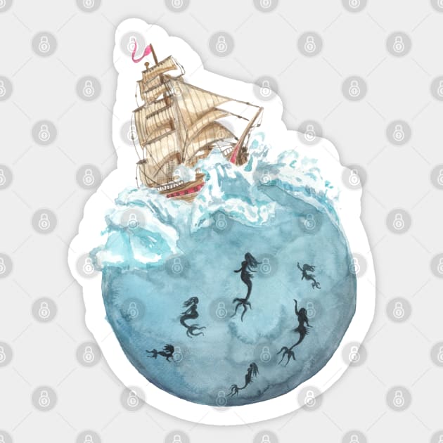 Sailing to the mermaids Sticker by Créa'RiBo